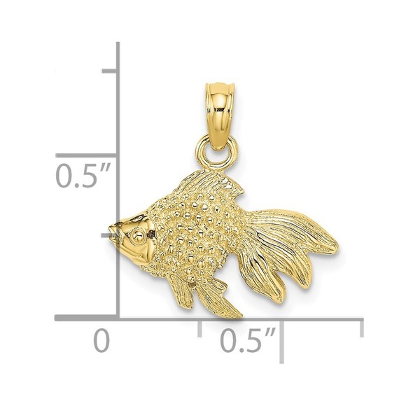 10K Gold 2-D  Textured Gold Fish Charm - Picture 2 of 4